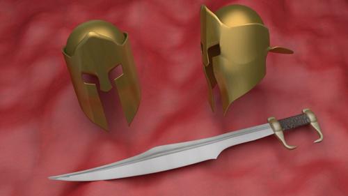 spartan helmet and sword preview image